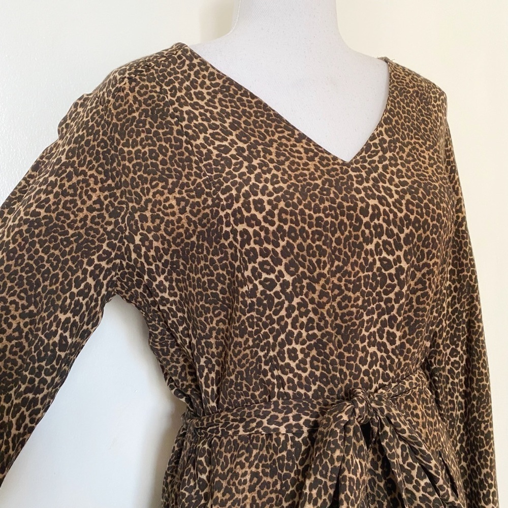 SCOTCH & SODA MAISON SCOTCH LEOPARD LONG SLEEVE BELTED MIDI DRESS - XS - Picture 5 of 9